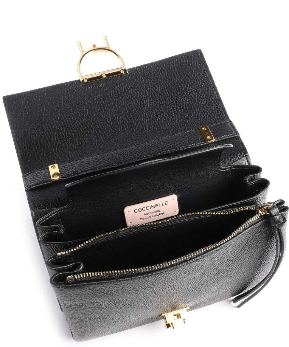 Arlettis Schultertasche genarbtes Leder schwarz