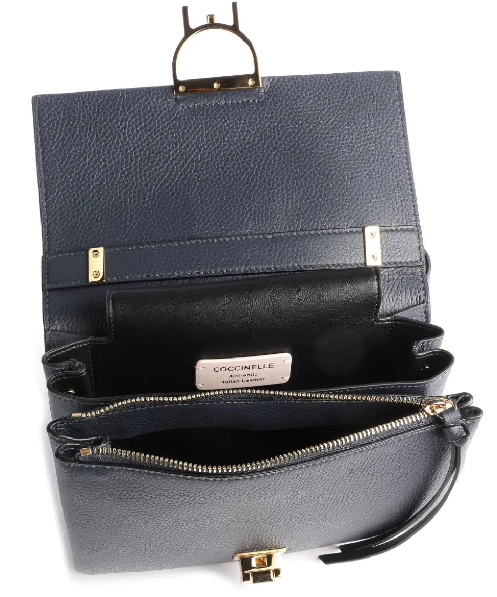 Arlettis Schultertasche genarbtes Leder navy