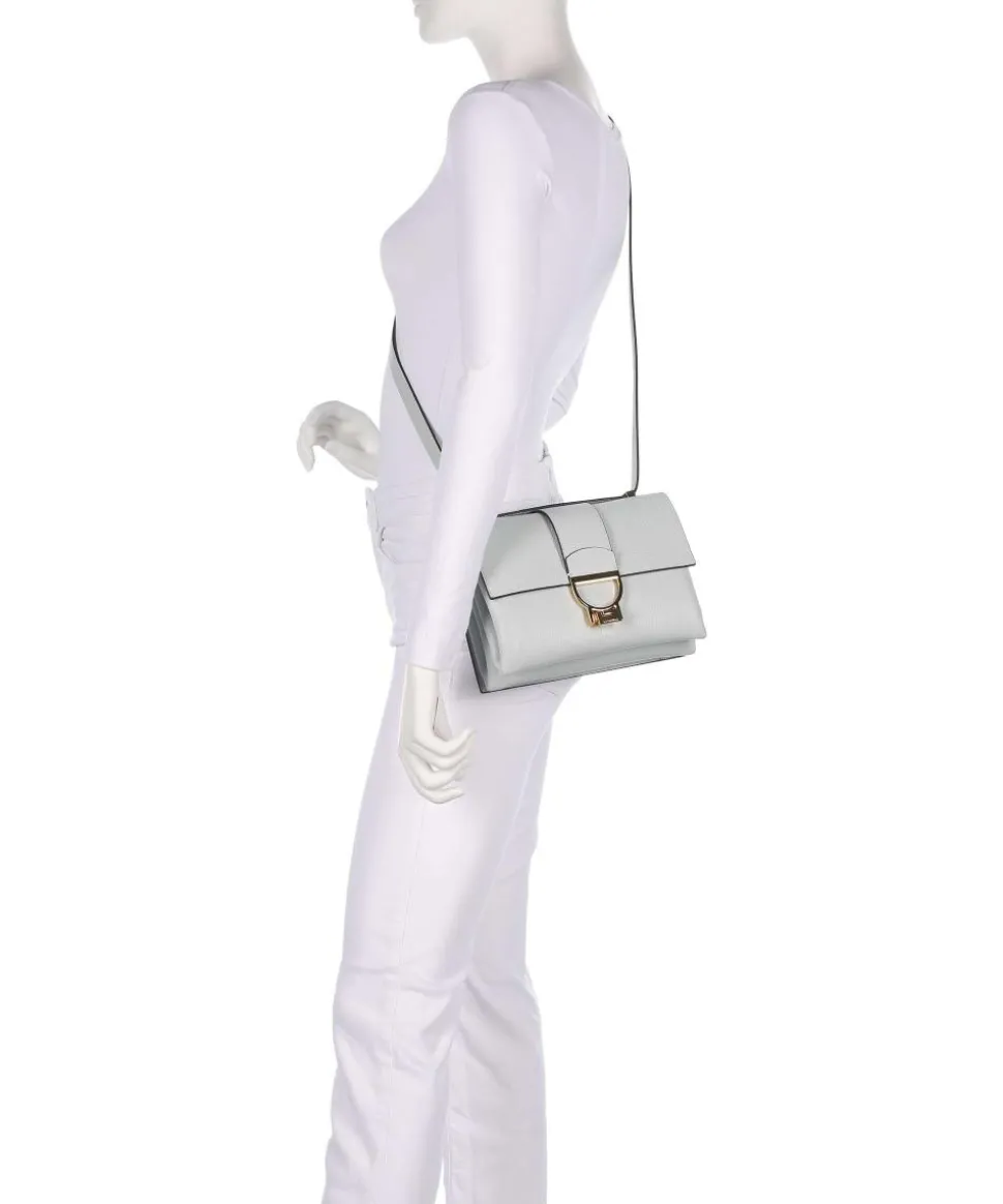 Arlettis Schultertasche genarbtes Leder hellblau