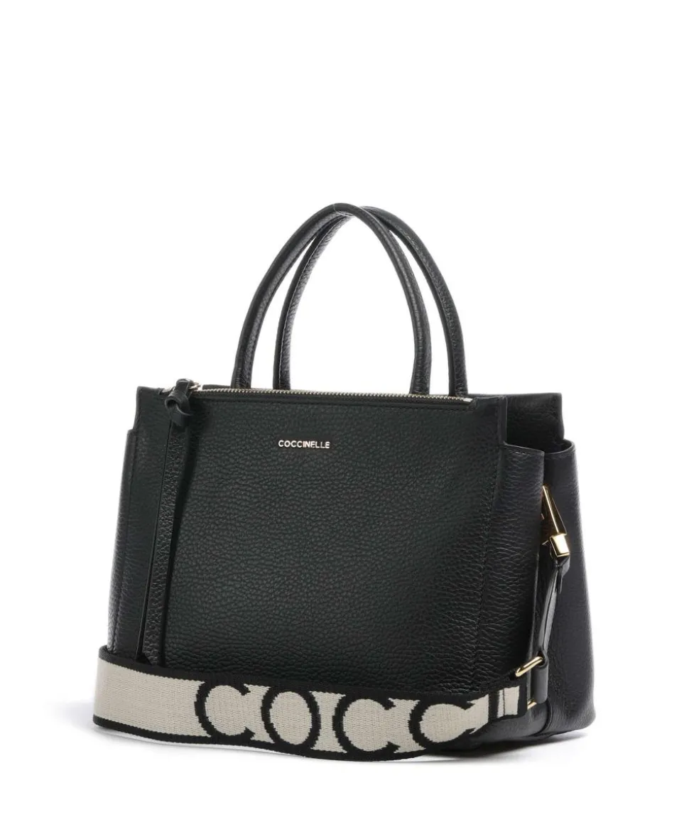 Arlettis Signature Handtasche genarbtes Leder schwarz