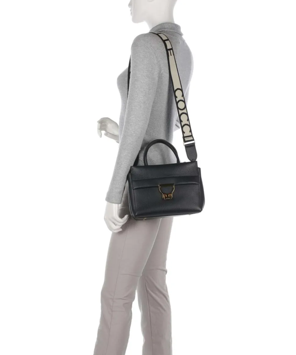 Arlettis Signature Handtasche genarbtes Leder schwarz