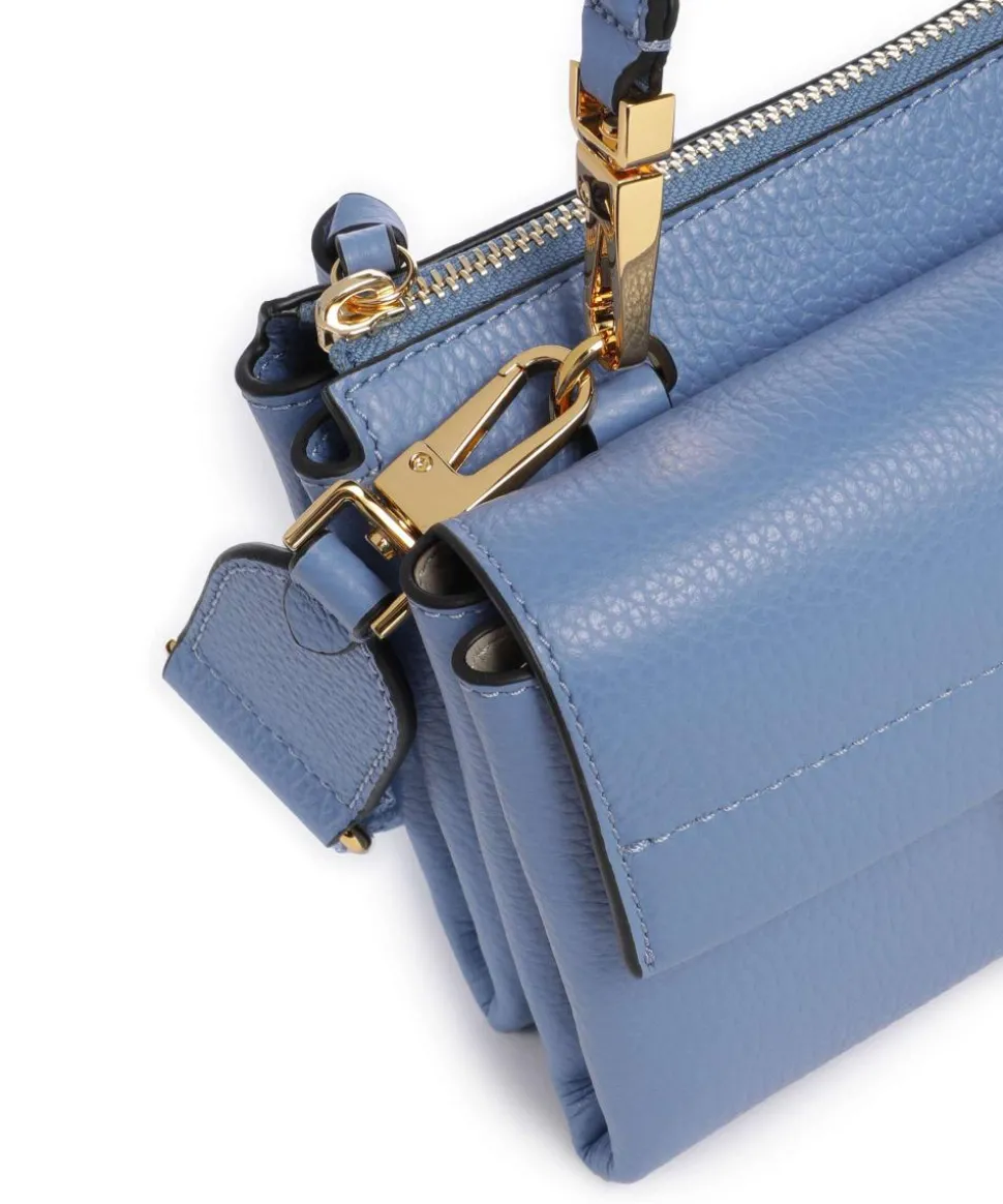 Arlettis Signature Umhängetasche genarbtes Leder blau