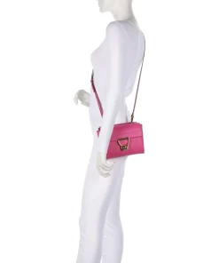 Arlettis Umhängetasche genarbtes Leder fuchsia