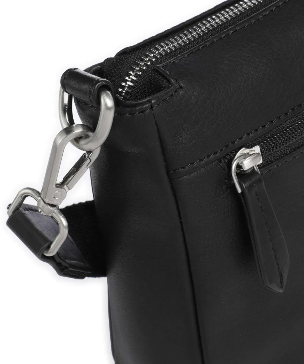 Aruba 3 Umhängetasche fein genarbtes Leder schwarz