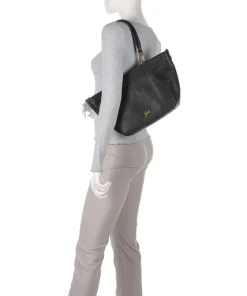 Aruba Vale Schultertasche genarbtes Kalbsleder schwarz