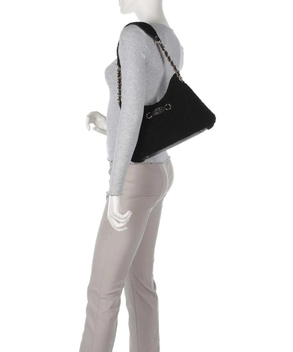 Aslia Shearling Schultertasche Kunstfell schwarz