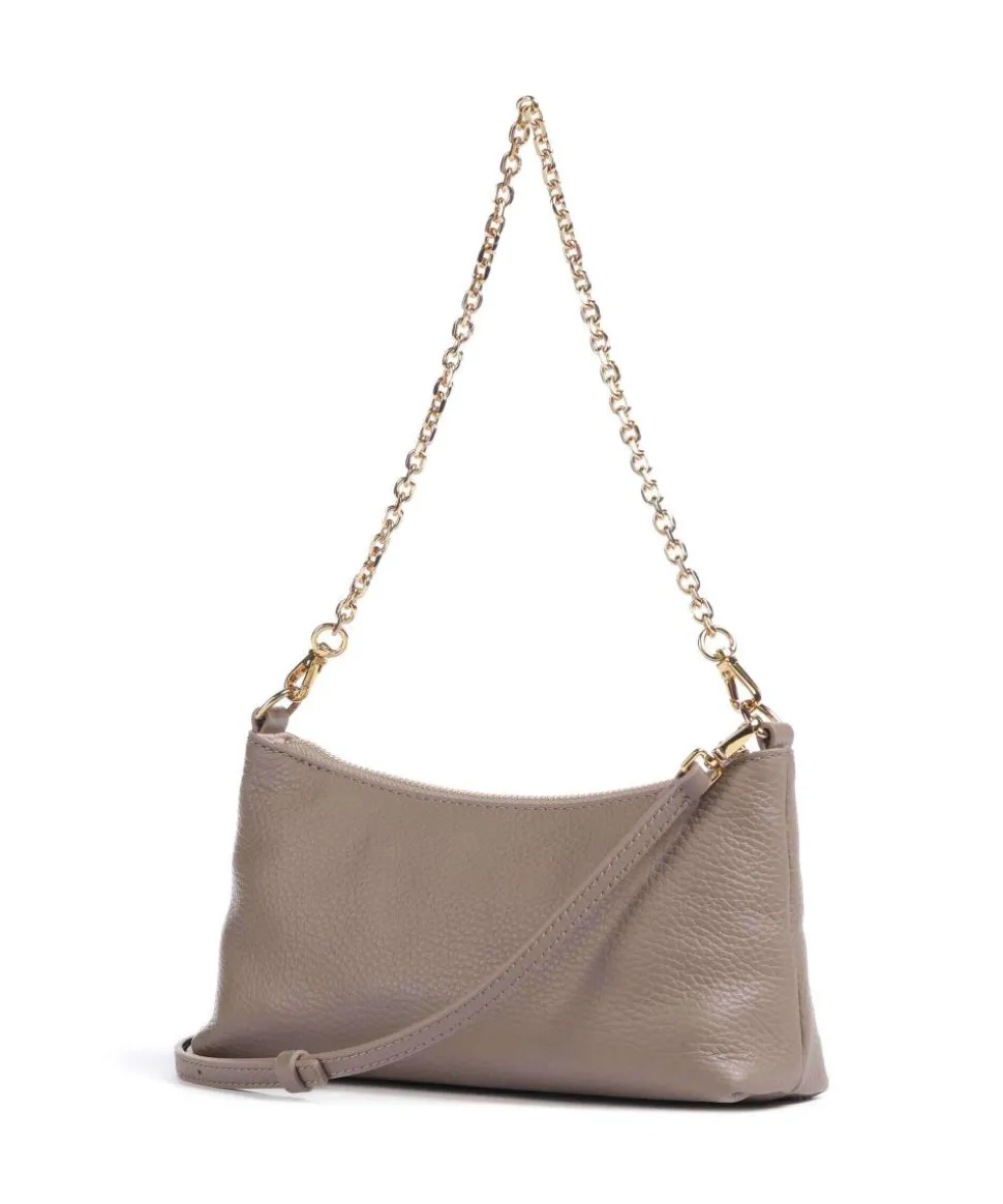 Aura Schultertasche genarbtes Leder taupe