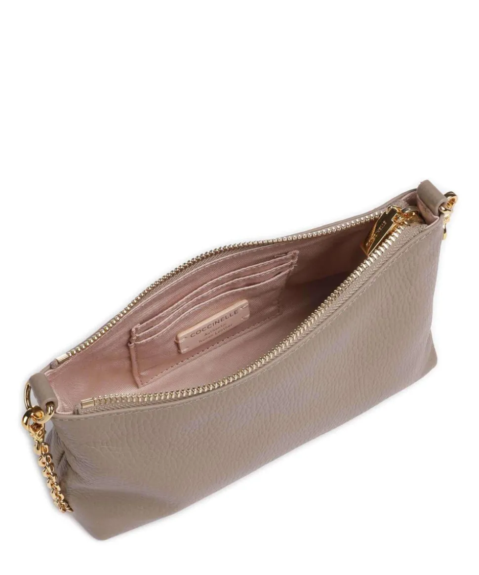Aura Schultertasche genarbtes Leder taupe