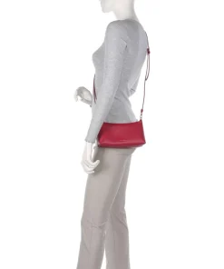 Aura Schultertasche genarbtes Leder rot