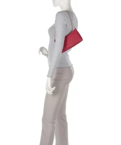 Aura Schultertasche genarbtes Leder rot