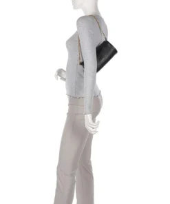 Aura Schultertasche Leder schwarz