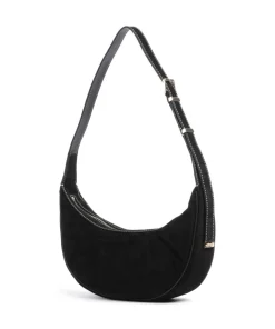 Avra Schultertasche aufgerautes Kalbsleder schwarz