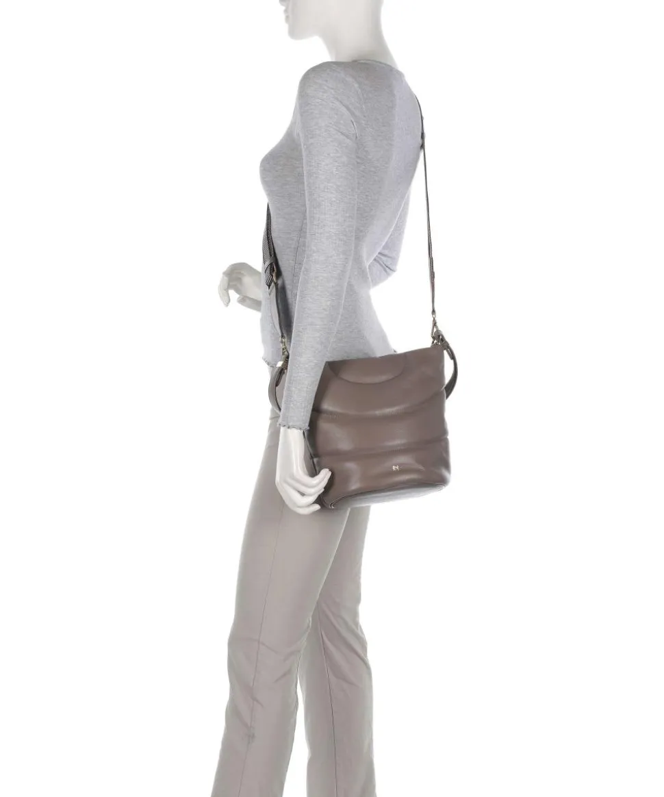 Barbara M. Bucket bag fein genarbtes Leder taupe