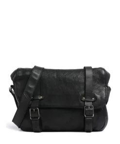 Barbershop Anchor Kuriertasche genarbtes Leder schwarz