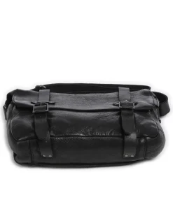 Barbershop Anchor Kuriertasche genarbtes Leder schwarz