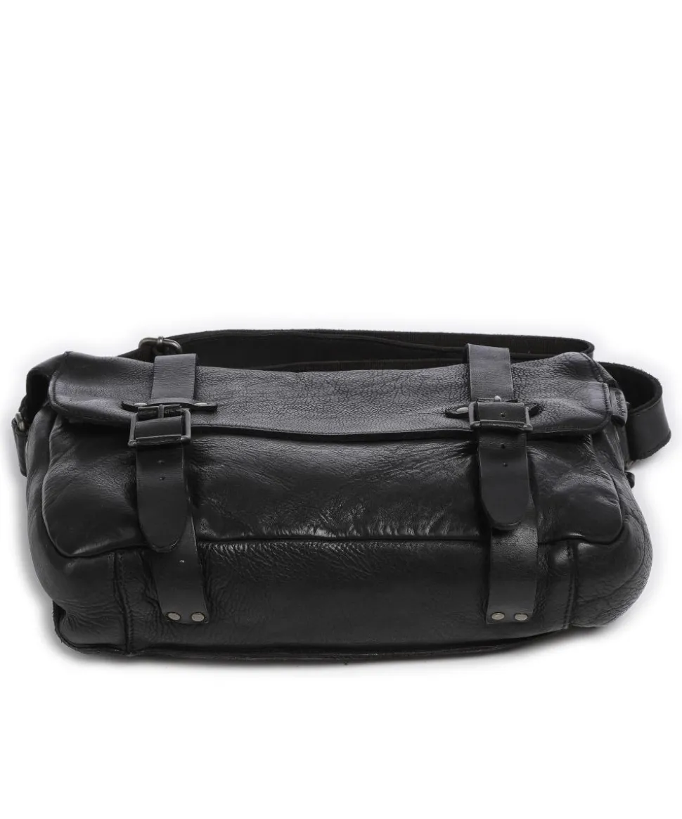 Barbershop Anchor Kuriertasche genarbtes Leder schwarz