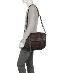 Barbershop Bandholz Kuriertasche fein genarbtes Leder dunkelbraun