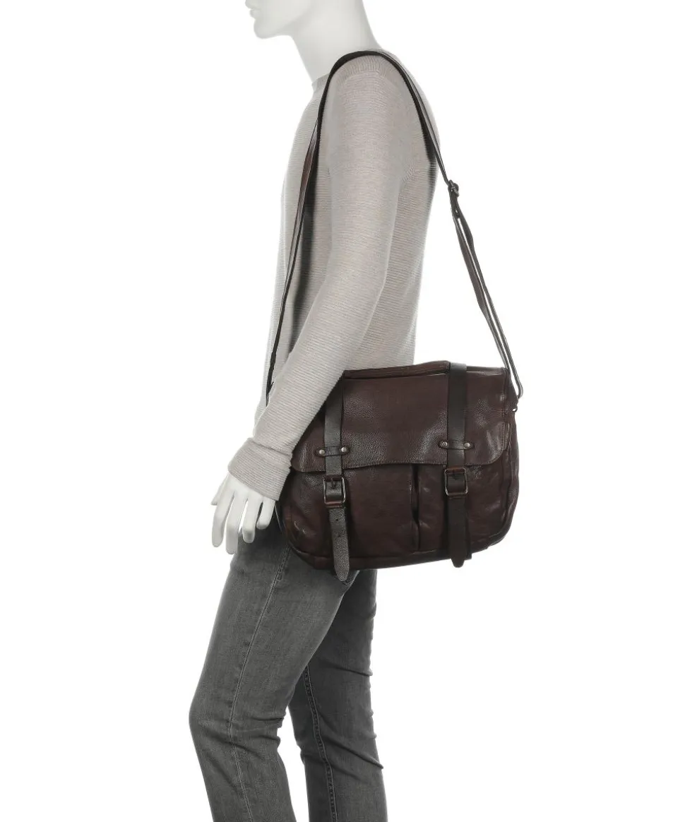 Barbershop Bandholz Kuriertasche fein genarbtes Leder dunkelbraun