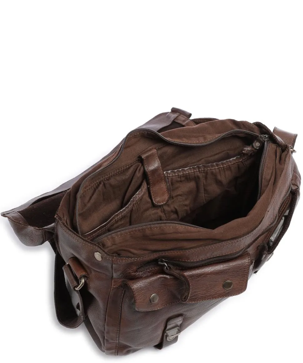 Barbershop Bandholz Kuriertasche fein genarbtes Leder dunkelbraun