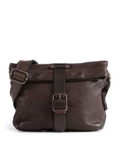 Barbershop Stubble Umhängetasche genarbtes Leder dunkelbraun