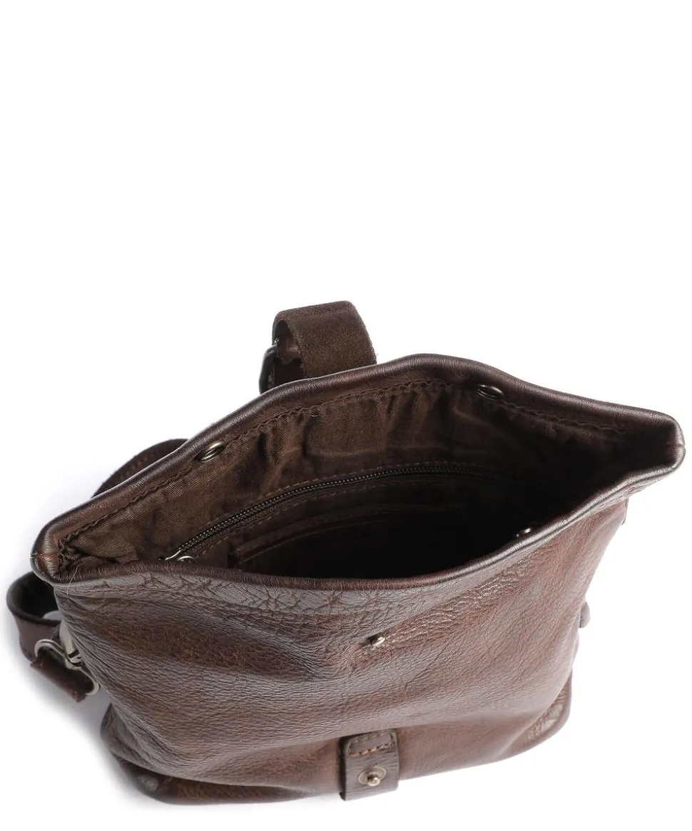 Barbershop Stubble Umhängetasche genarbtes Leder dunkelbraun