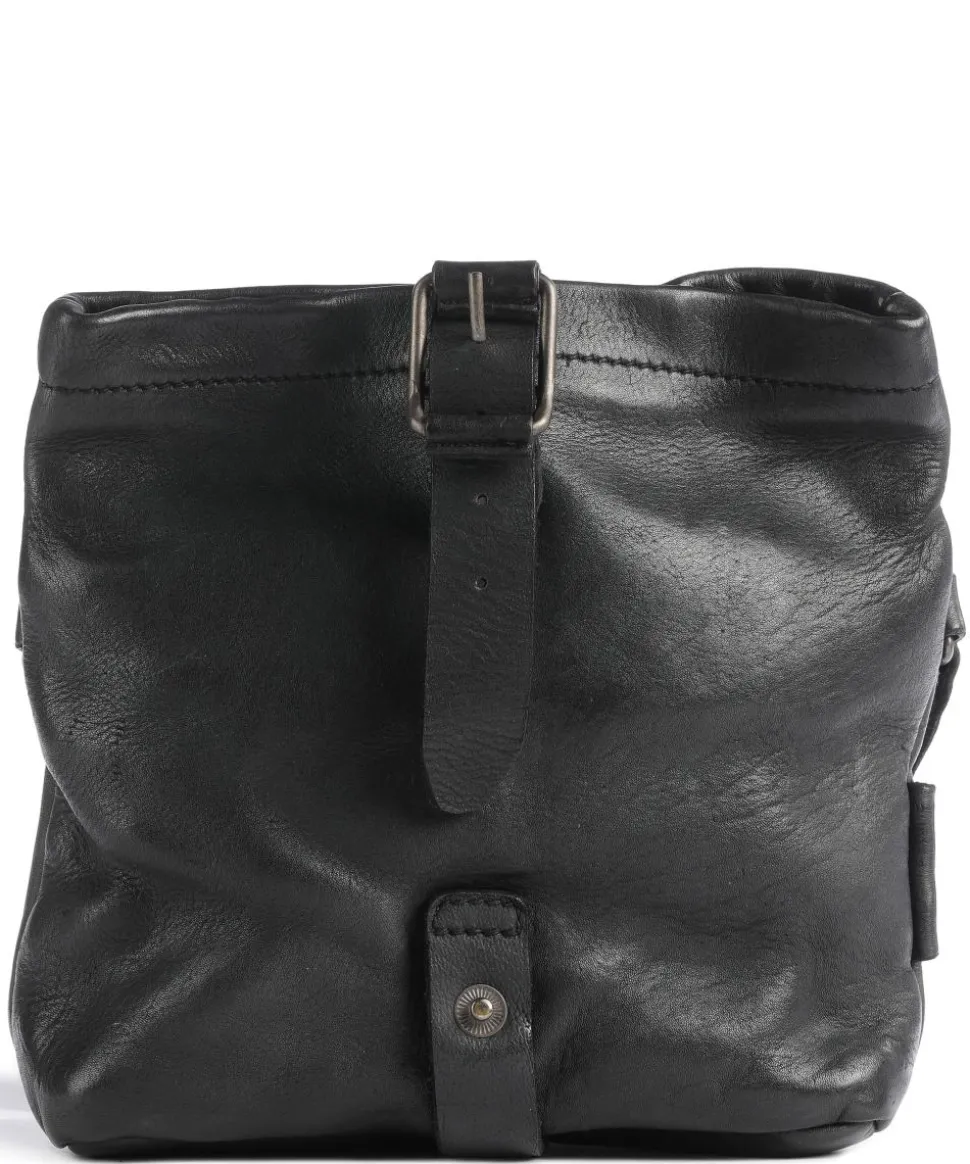 Barbershop Stubble Umhängetasche genarbtes Leder schwarz