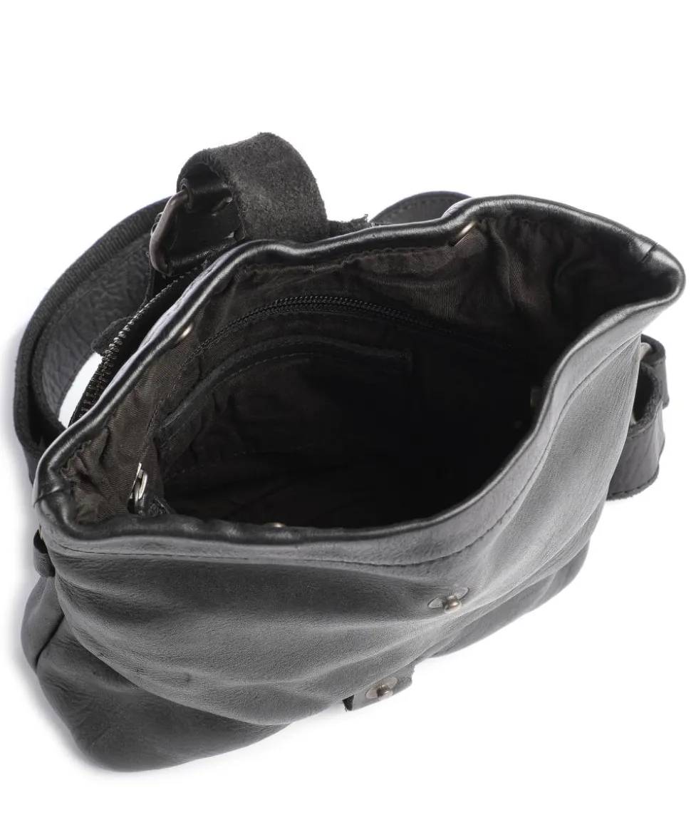 Barbershop Stubble Umhängetasche genarbtes Leder schwarz