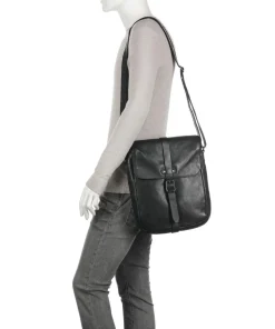 Barbershop Verdi Umhängetasche genarbtes Leder schwarz