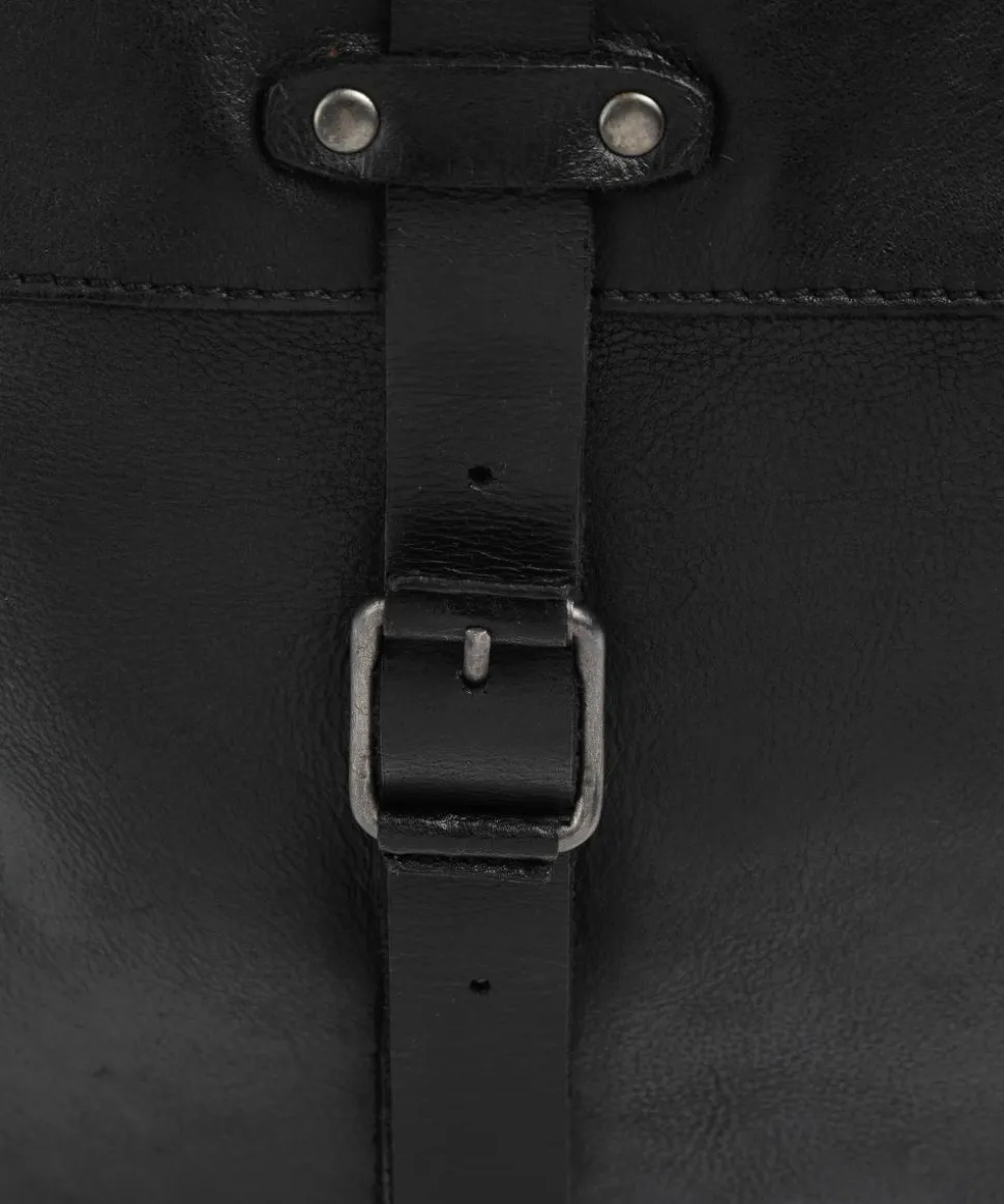 Barbershop Verdi Umhängetasche genarbtes Leder schwarz