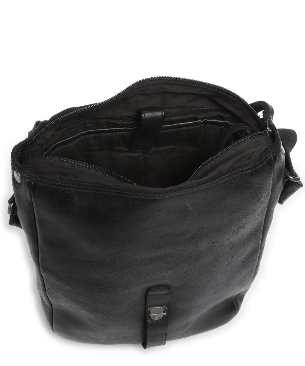 Barbershop Verdi Umhängetasche genarbtes Leder schwarz