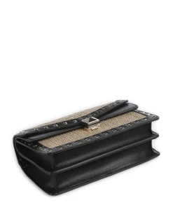 BCAVET Schultertasche Papier, Lederimitat beige/schwarz