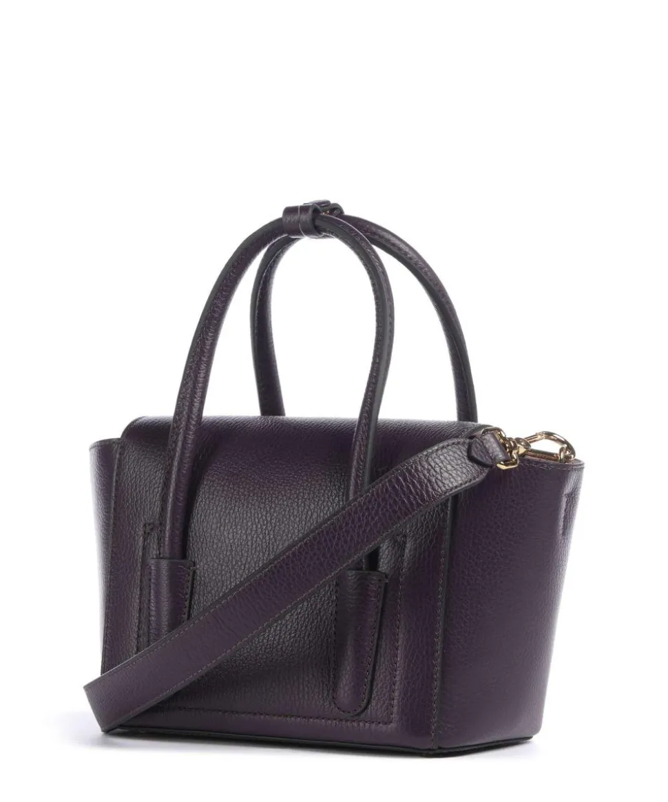 Beat Double Handtasche genarbtes Rindsleder pflaume