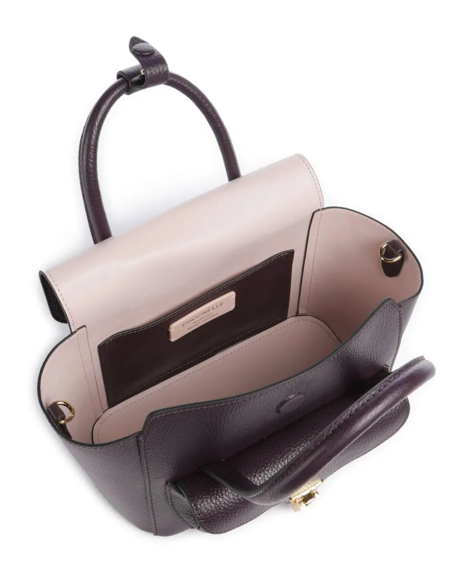 Beat Double Handtasche genarbtes Rindsleder pflaume