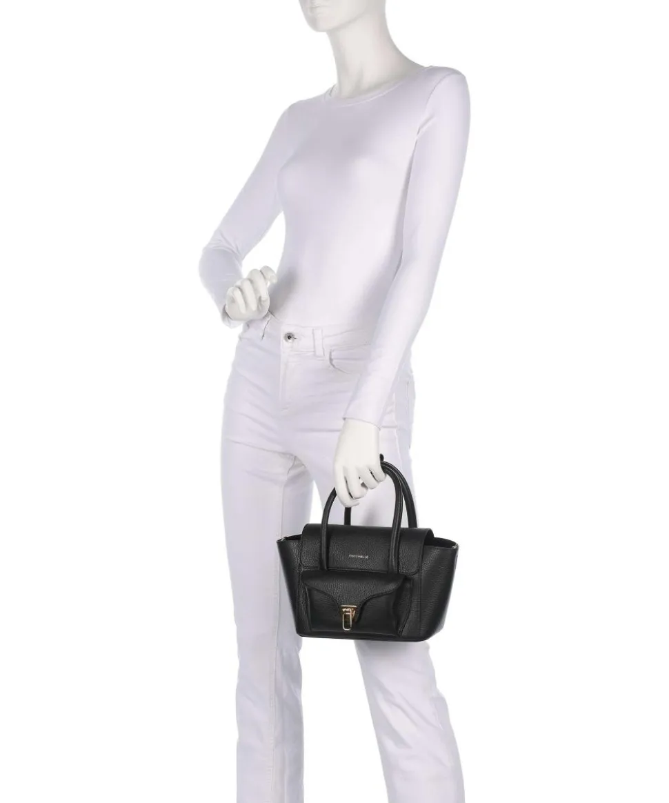 Beat Double Handtasche genarbtes Rindsleder schwarz