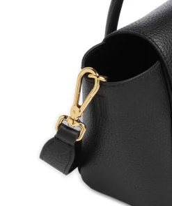 Beat Double Handtasche genarbtes Rindsleder schwarz