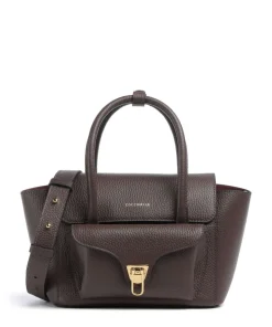 Beat Double Handtasche genarbtes Rindsleder dunkelbraun