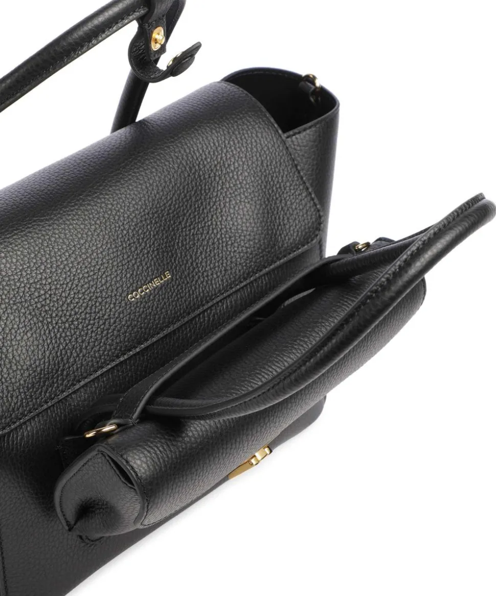 Beat Double Handtasche genarbtes Rindsleder schwarz