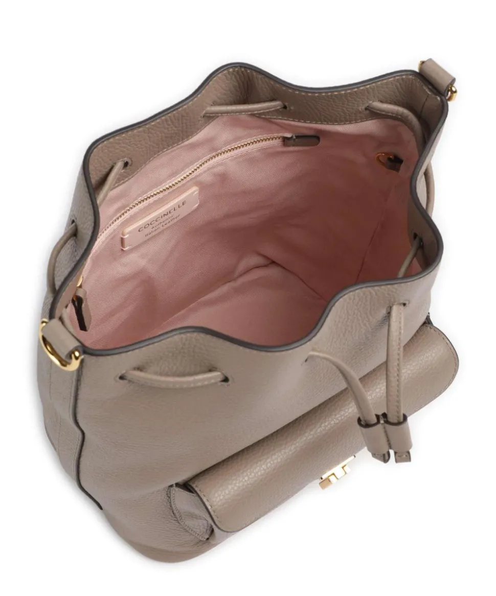 Beat Generation Bucket bag genarbtes Rindsleder taupe