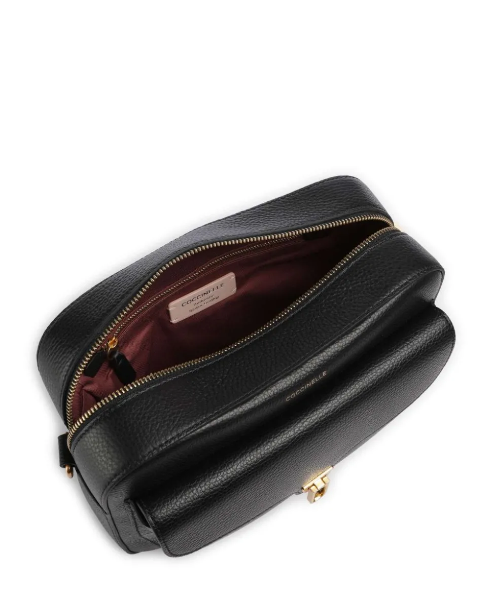 Beat Soft Ribbon Umhängetasche genarbtes Leder schwarz