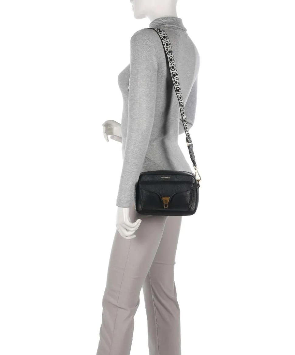 Beat Soft Ribbon Umhängetasche genarbtes Leder schwarz