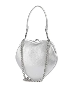 Belle Heart Frame Re-Vegan Grain Schultertasche Lederimitat silber