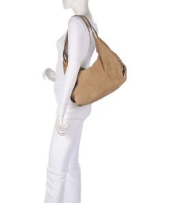 Best to come Beuteltasche aufgerautes Leder karamellbraun