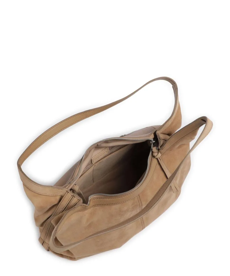 Best to come Beuteltasche aufgerautes Leder karamellbraun