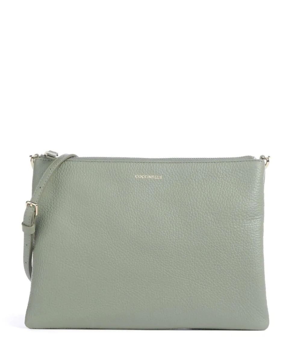 Best Umhängetasche genarbtes Leder graugrün