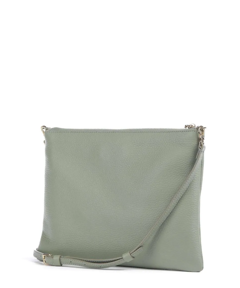 Best Umhängetasche genarbtes Leder graugrün