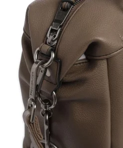 Bestie Schultertasche recyceltes Leder, Polyurethane braun