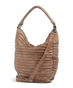 Bestseller Beuteltasche genarbtes Leder karamellbraun