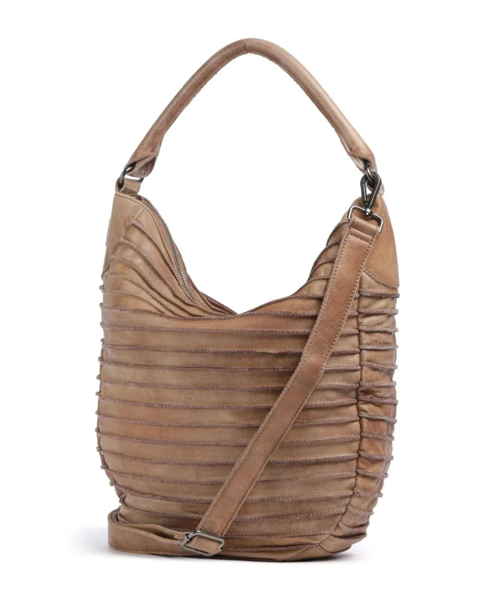 Bestseller Beuteltasche genarbtes Leder karamellbraun