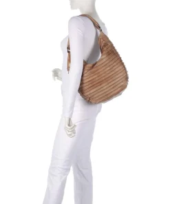 Bestseller Beuteltasche genarbtes Leder karamellbraun