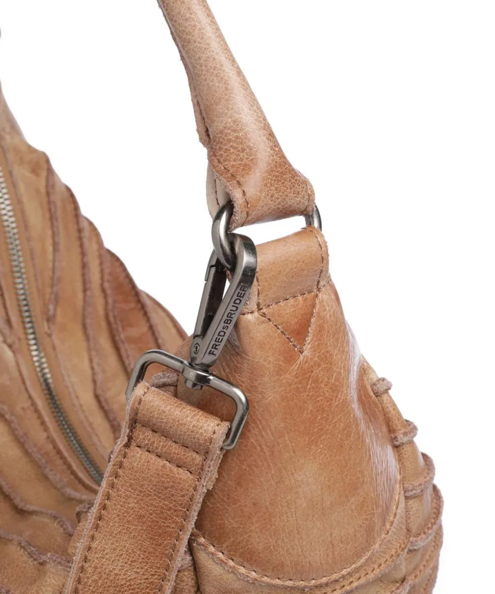 Bestseller Beuteltasche genarbtes Leder karamellbraun